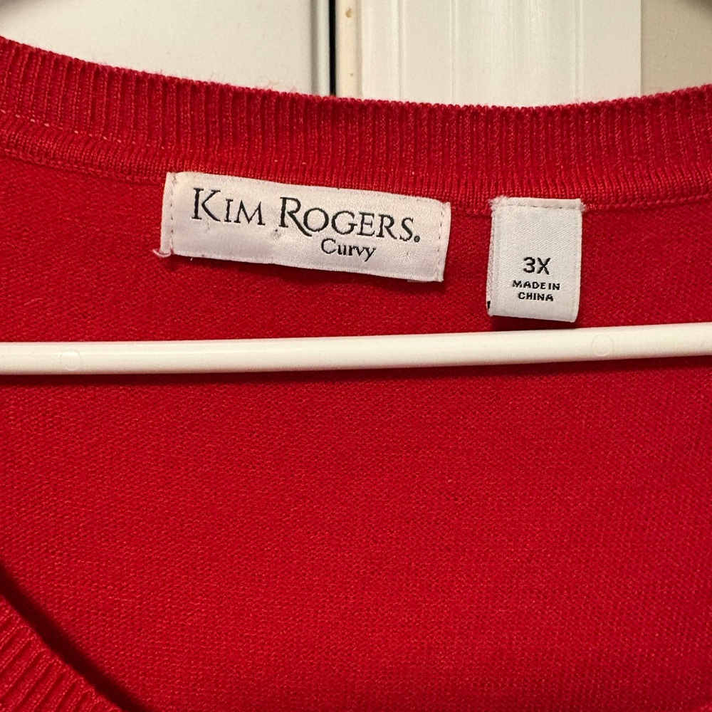 Kim Rogers Vibrant Red Curvy Sweater
